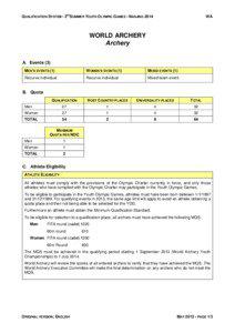 ND  QUALIFICATION SYSTEM - 2 SUMMER YOUTH OLYMPIC GAMES - NANJING 2014