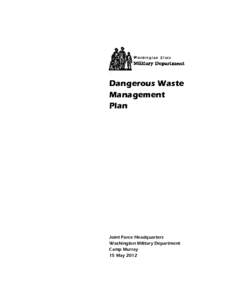 Dangerous Waste Management Plan Joint Force Headquarters Washington Military Department