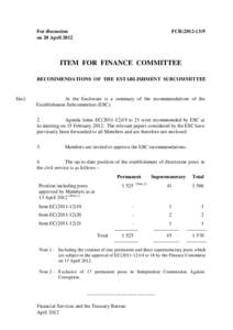 For discussion on 20 April 2012 FCR[removed]ITEM FOR FINANCE COMMITTEE