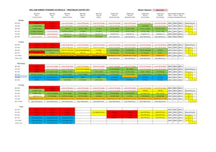 WILLIAM GREEN TRAINING SCHEDULE - FENCIBLES UNITED AFC  Winter Session MAY[removed]