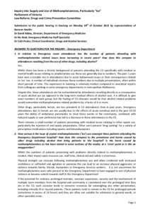 Inquiry into Supply and Use of Methamphetamines, Particularly “Ice” Parliament of Victoria Law Reform, Drugs and Crime Prevention Committee Submission to the public hearing in Geelong on Monday 28th of October 2013 b