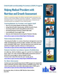 Helping Medical Providers with Nutrition and Growth Assessment