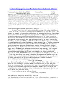 Southern Campaign American Revolution Pension Statements & Rosters Pension application of John Hasty W8919 Transcribed by Will Graves Rebecca Hasty