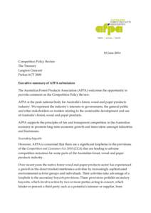 Australian Forest Products Association - Competition Policy Review Issues Paper