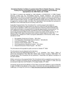 Amendment Number 2 to State of Louisiana Action Plan for Disaster Recovery – Utilizing Funding from the Consolidated Security, Disaster Assistance, and Continuing Appropriations Act, 2009 (Public Law[removed])