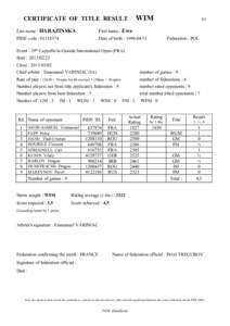 WIM  CERTIFICATE OF TITLE RESULT Last name : HARAZINSKA  First name : Ewa