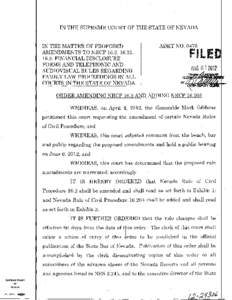 IN THE SUPREME COURT OF THE STATE OF NEVADA  IN THE MATTER OF PROPOSED AMENDMENTS TO NRCP 16.2, 16.21, 16.3, FINANCIAL DISCLOSURE FORMS AND TELEPHONIC AND