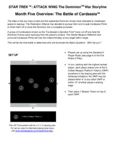 STAR TREK TM: ATTACK WING The DominionTM War Storyline OP TM Month Five Overview: The Battle of Cardassia