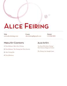 Alice Feiring Web www.alicefeiring.com E-mail 