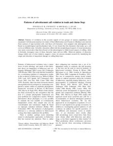 Anim. Behav., 1995, 49, 283–303  Patterns of advertisement call evolution in toads and chorus frogs REGINALD B. COCROFT* & MICHAEL J. RYAN Department of Zoology, University of Texas, Austin, TX, U.S.A. (Rece
