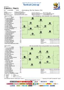 2010 FIFA World Cup South Africa™  Tactical Line-up