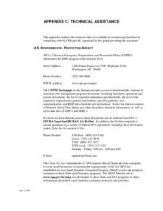 APPENDIX C: TECHNICAL ASSISTANCE (40 CFR part 68)