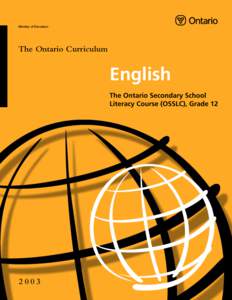 Ministry of Education  The Ontario Curriculum English The Ontario Secondary School