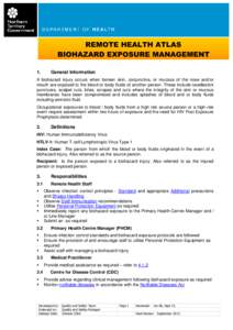 REMOTE HEALTH ATLAS – Section 27: INFECTION CONTROL  BIOHAZARD EXPOSURE MANAGEMENT REMOTE HEALTH ATLAS BIOHAZARD EXPOSURE MANAGEMENT