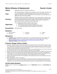 [removed]Field Experience I (Alligator Lake) LIFE – Lake City (RMS) 8th Grade  Motion (Distance & Displacement[removed]