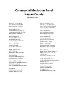 Commercial Mediation Panel Nassau County Updated[removed]Howard M. Adelsberg, Esq. 45 Central Avenue Suite 306