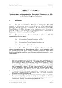 Legislative Council Secretariat  IN02[removed]INFORMATION NOTE Supplementary Information on the Operation of Committees on Bills