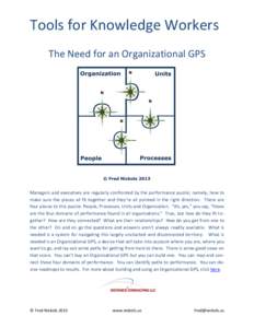 Tools for Knowledge Workers The Need for an Organizational GPS Managers and executives are regularly confronted by the performance puzzle; namely, how to make sure the pieces all fit together and they’re all pointed in