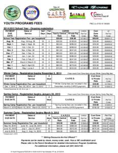 YOUTH PROGRAMS FEES  PBC Lic # [removed]2015 School Year - Ongoing registration PAYMENT