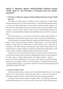 Health policy / Health promotion / Self-care / Shokuiku / Public health / Human nutrition / Obesity / Cardiovascular disease / Chronic / Health / Medicine / Nutrition