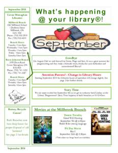 September 2014 Cavan Monaghan Libraries Millbrook Branch Old Millbrook School 1 Dufferin Street