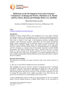 Reflections on the Development of Executive Function: Commentary on Knapp and Morton, Munakata et al., Rueda and Paz-Alonso, Benson and Sabbagh, Hook et al., and Blair