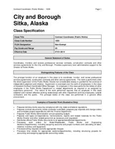 Contract Coordinator (Public Works[removed]Page 1 City and Borough Sitka, Alaska