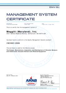 MANAGEMENT SYSTEM CERTIFICATE Certificate No: AQ-USA-ANAB  Initial certification date: