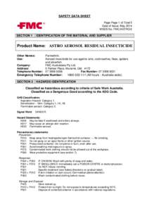 SAFETY DATA SHEET Page Page 1 of Total 5 Date of Issue: May 2014 MSDS No. FMC/ASTRO/2  SECTION 1