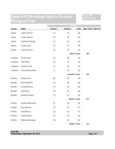 Class 303 Senior Team State 4-H Shooting Sports Contest Shotgun/Trap SCORING