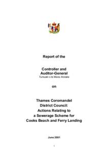 Thames Coromandel District Council: Actions Relating to a Sewerage Scheme for Cooks Beach and Ferry Landing