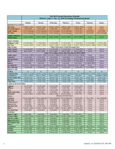 Fall 2014 Normal Operations Schedule Effective Sept. 6 - Dec. 12, 2014 (Excluding Thanksgiving Break) Monday RESIDENTIAL DINING 251 North 5:30PM-8:30PM