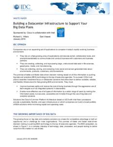    WHITE PAPER Building a Datacenter Infrastructure to Support Your Big Data Plans