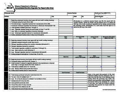 [removed]Consolidated Monthly Cigarette Tax Report (20s Only)