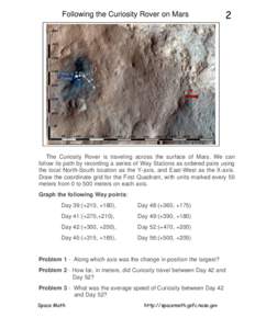 Following the Curiosity Rover on Mars  2 The Curiosity Rover is traveling across the surface of Mars. We can follow its path by recording a series of Way Stations as ordered pairs using