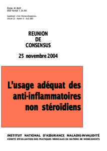 Réunions de consensus - L'usage adéquat des anti-inflammatoires non stéroïdiens