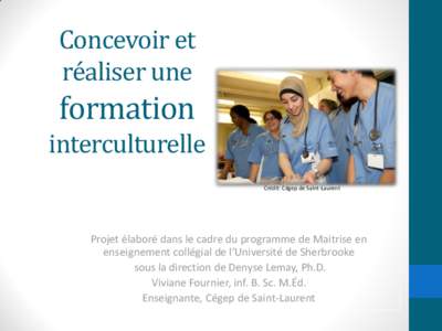 Concevoir et réaliser une formation interculturelle Crédit: Cégep de Saint-Laurent