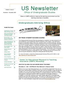 US Newsletter  Volume 4, Issue 2 November - DecemberOffice of Undergraduate Studies