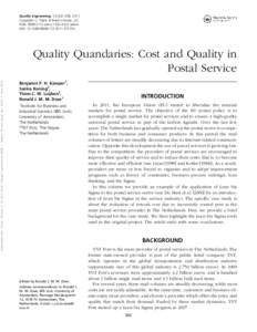 Quality Engineering, 23:302–308, 2011 Copyright # Taylor & Francis Group, LLC ISSN: print=online DOI: Downloaded By: [Does, Ronald J. M. M.][Dutch Library Consortium (U
