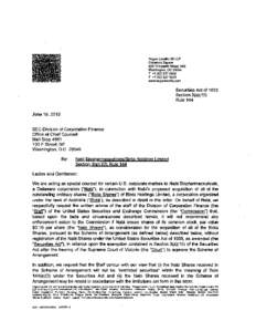 Incoming Letter: Nabi Biopharmaceuticals/Biota Holdings Limited