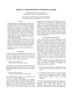 mReactr: A computational theory of deductive reasoning Sangeet Khemlani and J. Gregory Trafton [removed], [removed] Navy Center for Applied Research in Artificial Intelligence Naval Researc