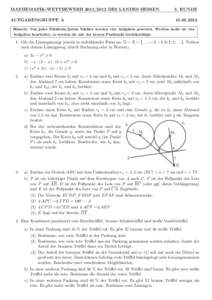 MATHEMATIK-WETTBEWERBDES LANDES HESSEN  3. RUNDE AUFGABENGRUPPE A