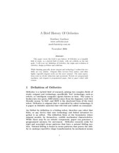 A Brief History Of Oribotics Matthew Gardiner www.oribotics.net [removed] November 2006 Abstract