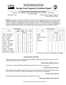 United States Department of Agriculture National Agricultural Statistics Service Georgia Crop Progress & Condition Report In Cooperation with the Georgia Department of Agriculture Georgia Field Office · 355 East Hancock