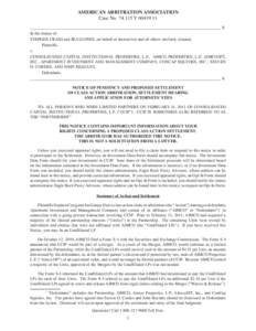 AMERICAN ARBITRATION ASSOCIATION Case NoY___________________________________________________________________________________________ X In the matter of: STEPHEN CRAIG and IRA GAINES, on behalf of thems