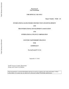 Public Disclosure Authorized  Document of The World Bank  FOR OFFICIAL USE ONLY