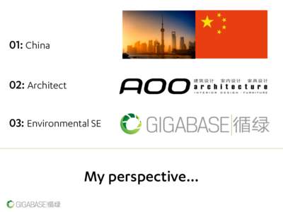 01: China 02: Architect 03: Environmental SE My perspective...