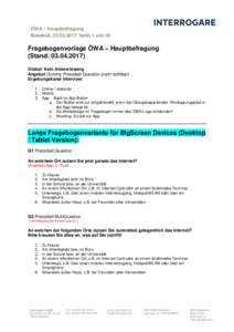 ÖWA – Hauptbefragung Bielefeld, , Seite 1 von 20 Fragebogenvorlage ÖWA – Hauptbefragung (Stand: Global: Kein Antwortzwang