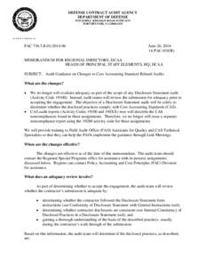 DEFENSE CONTRACT AUDIT AGENCY DEPARTMENT OF DEFENSE 8725 JOHN J. KINGMAN ROAD, SUITE 2135 FORT BELVOIR, VA[removed]IN REPLY REFER TO