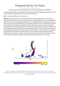 Proposed talk by Tim Evans Physics Dept., Imperial College London ( https://www.imperial.ac.uk/people/t.evans and http://netplexity.org/ , @netplexity ) For “Identification, location and temporal evolution of topics”